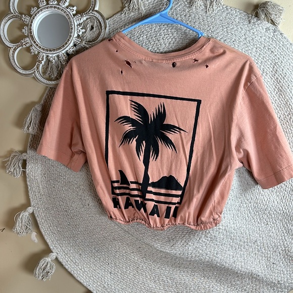 H&M Orange Hawaii distressed, cropped short, sleeved shirt - Picture 8 of 8